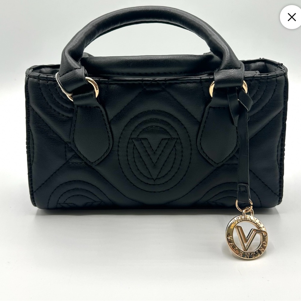 New Valentino Orlandi Black Mini Bag with Gold Charm